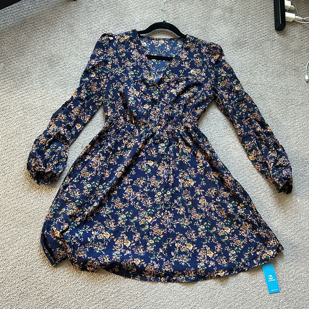 Alison floral peasant sleeve mini dress-ditsy floral size S NWT